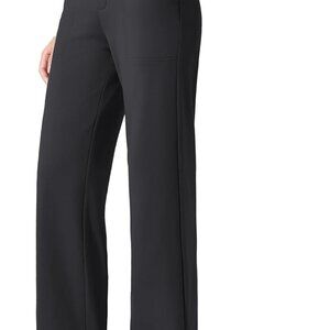 Women Fleece Lined Pants with Pockets Wide Leg Winter Thermal Work Trousers Dres